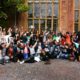 Young writers outside Nettlecombe at the 2013 First Story Residential